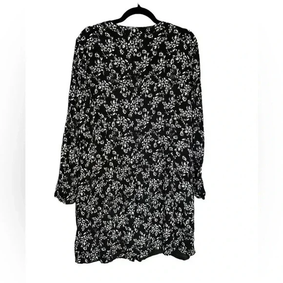 Garnet Hill Women's Sz 18 Lined Black & White Print Dress Drop Waist And Pockets - Picture 4 of 6